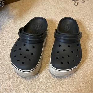 Black platform crocs